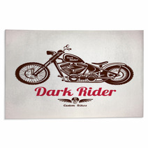 Motorcycle Grunge Vector Silhouette Retro Emblem And Label Rugs 100403274