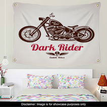 Motorcycle Grunge Vector Silhouette Retro Emblem And Label Wall Art 100403274