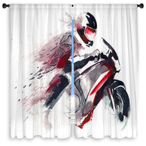 Motorcycle Racer Window Curtains 50904086