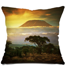 Mount Kilimanjaro. Savanna In Amboseli, Kenya Pillows 49494611
