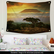 Mount Kilimanjaro. Savanna In Amboseli, Kenya Wall Art 49494611
