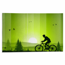 Mountain Bike At Sunset Rugs 15608321