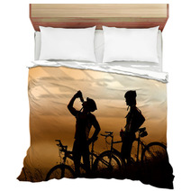 Mountain Bike Couple Drinking Bedding 30292256