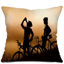 Mountain Bike Couple Drinking Pillows 30292256