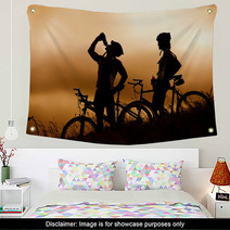 Mountain Bike Couple Drinking Wall Art 30292256