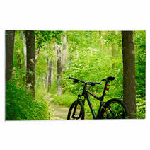 Mountain Bike On The Trail In The Forest Rugs 54118356