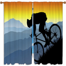 Mountain Bike Silhouette Vista Window Curtains 4225140