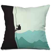 Mountain Climbing, Vector Illustration Pillows 58487229