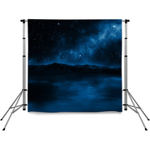 Mountain Lake With Stars Backdrops 59663246
