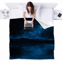 Mountain Lake With Stars Blankets 59663246