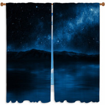 Mountain Lake With Stars Window Curtains 59663246