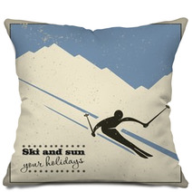 Mountain Skier Slides From The Mountain. Pillows 55364693