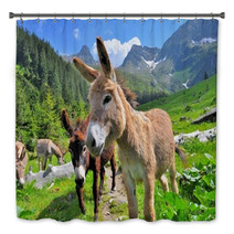 Mountain Valey Landscape With Donkeys Bath Decor 66730466