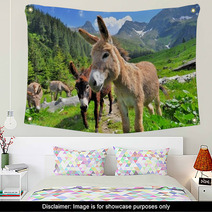 Mountain Valey Landscape With Donkeys Wall Art 66730466