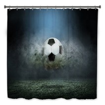 Moving Soccer Ball Around Splash Drops On The Stadium Field Bath Decor 139912114