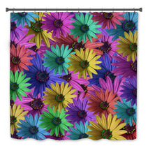 Multi Colored Daisy Flowers Pattern Background Bath Decor 2235135