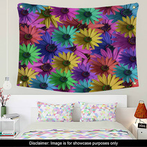 Multi Colored Daisy Flowers Pattern Background Wall Art 2235135