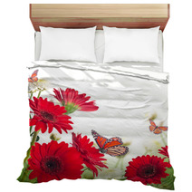 Multi-colored Gerbera Daisies And Butterfly Bedding 57889023