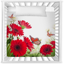 Multi-colored Gerbera Daisies And Butterfly Nursery Decor 57889023