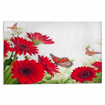 Multi-colored Gerbera Daisies And Butterfly Rugs 57889023