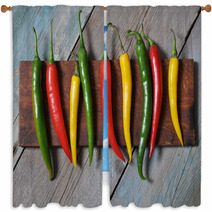 Multi Colored Hot Chili Peppers Window Curtains 57168666