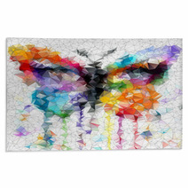 Multicolor Bright Butterfly Abstract Geometric Background Rugs 63233751