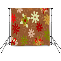 Multicolored Funky Flowers Backdrops 10211027