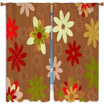 Multicolored Funky Flowers Window Curtains 10211027