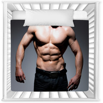 Muscular Body Of Young Man In Jeans. Nursery Decor 63386527