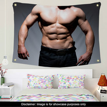 Muscular Body Of Young Man In Jeans. Wall Art 63386527