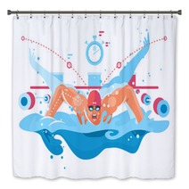 Muscular Swimmer In Competition Swimming Pool Bath Decor 230209008
