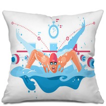 Muscular Swimmer In Competition Swimming Pool Pillows 230209008