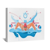 Muscular Swimmer In Competition Swimming Pool Wall Art 230209008