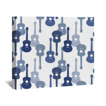 Music Seamless Pattern With Guitars Vector Illustration Wall Art 80813862