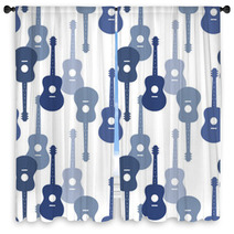 Music Seamless Pattern With Guitars Vector Illustration Window Curtains 80813862