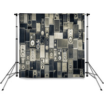 Music Speakers On The Wall In Monochrome Vintage Style Backdrops 61387445