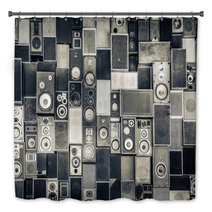 Music Speakers On The Wall In Monochrome Vintage Style Bath Decor 61387445