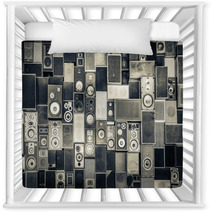 Music Speakers On The Wall In Monochrome Vintage Style Nursery Decor 61387445