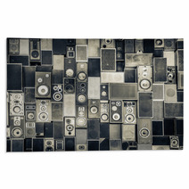 Music Speakers On The Wall In Monochrome Vintage Style Rugs 61387445