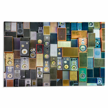 Music Speakers On The Wall In Retro Vintage Style Rugs 61387581