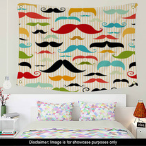 Mustache Seamless Pattern In Vintage Style Wall Art 51304363