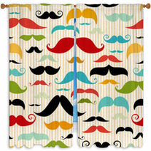 Mustache Seamless Pattern In Vintage Style Window Curtains 51304363
