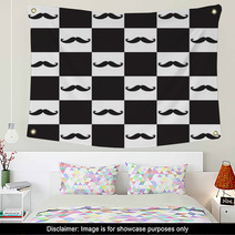 Mustache Seamless Pattern Wall Art 62502305