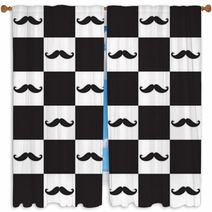 Mustache Seamless Pattern Window Curtains 62502305