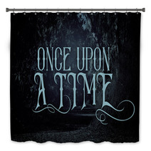 Mysterious Fairy Tale Background Of Dark And Haunted Forest With Text Bath Decor 221882083