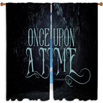 Mysterious Fairy Tale Background Of Dark And Haunted Forest With Text Window Curtains 221882083