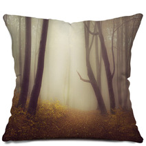 Mysterious Foggy Forest With A Fairytale Look Pillows 63658689