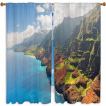 Na Pali Coast On Kauai Island In Summer Window Curtains 57706644