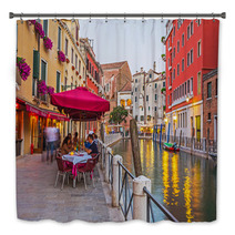 Narrow Canal Among Old Colorful Brick Houses In Venice Bath Decor 67182191
