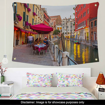 Narrow Canal Among Old Colorful Brick Houses In Venice Wall Art 67182191